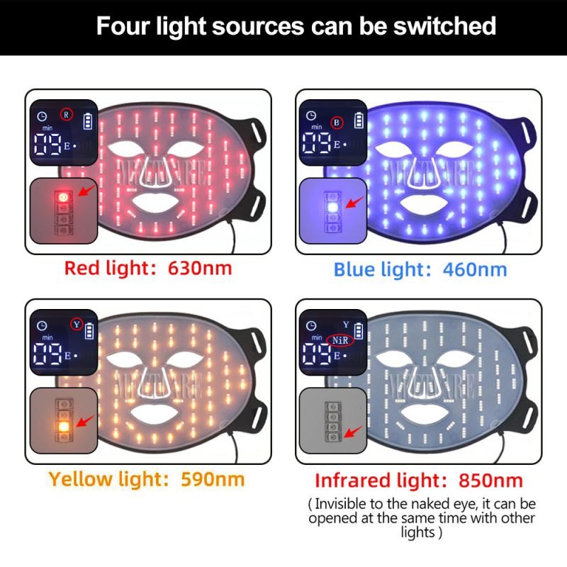 4 Colors LED Face Mask Silicone Gel SPA Red Light Therapy for Face Neck Photon Light Skin Rejuvenation Anti Wrinkle Acne - Image 2