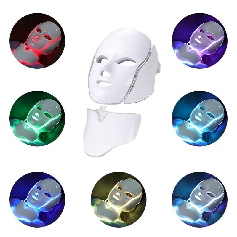 7 Colors Led Face Mask Photon Light Therapy Blue & Red Light Maintenance Skin Rejuvenation Facial Skin Care Home Skin Care Mask for Face and Neck - Image 3