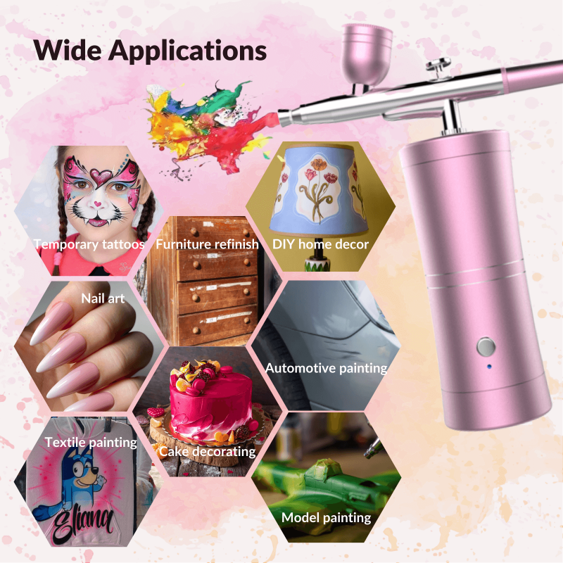 Nail Airbrush Paint Kit Dual-Action Air Brushes Spray Painting Compressor for Nails - Image 2