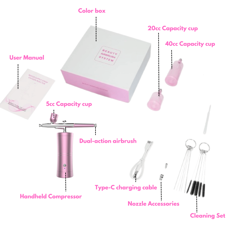 Nail Airbrush Paint Kit Dual-Action Air Brushes Spray Painting Compressor for Nails - Image 6